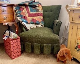 Hand Stitched Quilt, 40-50's Green Chair