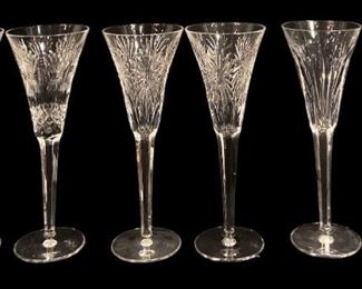SET OF THREE WATERFORD MILLENNIUM COLLECTION CRYSTAL FLUTE GLASSES WITH BOXES
