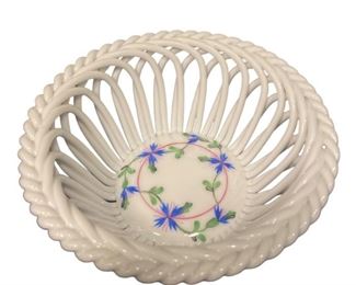 HEREND PORCELAIN FLORAL TRINKET JEWELRY BOX & BASKET
