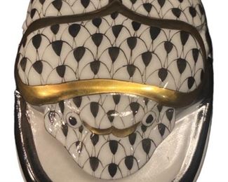 HEREND BLACK SCARAB PORCELAIN FIGURINE
