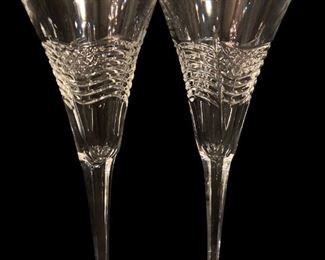 TWO PAIRS WATERFORD CRYSTAL FLUTES WITH BOX
