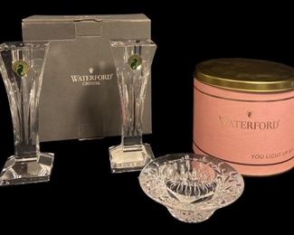 COLLECTION ASSORTED WATERFORD CRYSTAL VOTIVES, CANDLEHOLDERS, ETC.
