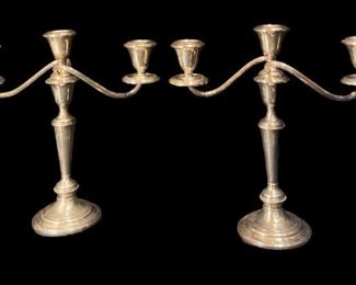 GORHAM WEIGHTED STERLING SILVER CONVERTIBLE CANDELABRAS, TWO
