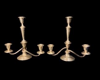 GORHAM WEIGHTED STERLING SILVER CONVERTIBLE CANDELABRAS, TWO
