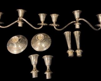 GORHAM WEIGHTED STERLING SILVER CONVERTIBLE CANDELABRAS, TWO
