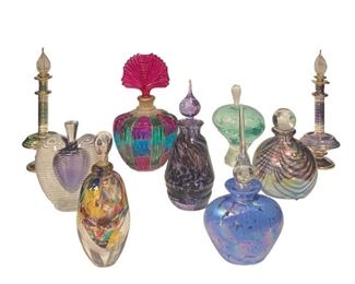 COLLECTION VENETIAN AND HAND BLOWN ART GLASS PERFUME BOTTLES
