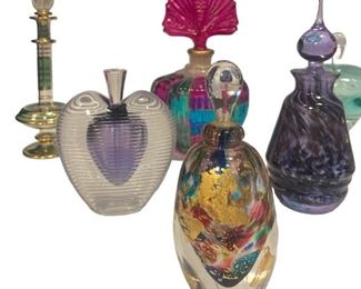 COLLECTION VENETIAN AND HAND BLOWN ART GLASS PERFUME BOTTLES

