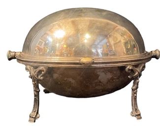 ANTIQUE REVOLVING DOME TOP SILVER PLATE TUREEN
