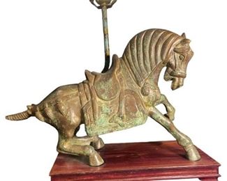 CHINESE BRONZE HORSE LAMP
