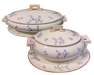 CAULDON ENGLAND GREEK KEY FLORAL DISHES
