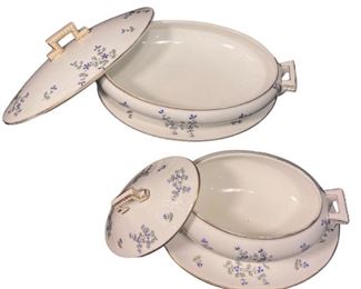 CAULDON ENGLAND GREEK KEY FLORAL DISHES
