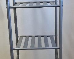 Metal etagere, metallic silver