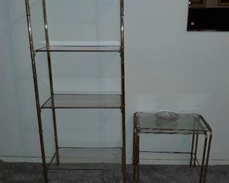 Vintage Hollywood Regency nesting tables and display shelves