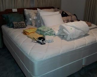 King size bed and linens