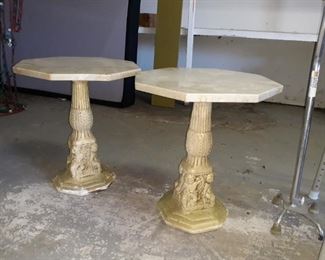 Vintage chalkware tables 