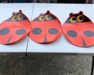 3 Mid-Century Modern Stotter Placemats (Ladybug)