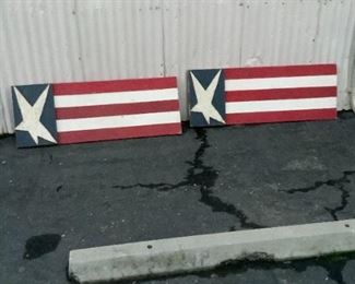 Pair of wooden Handmade Texas Star Signs.