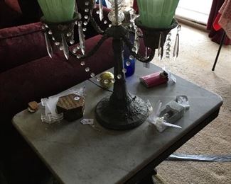 Marble top table, beautiful lamp