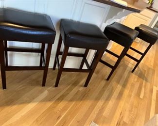 black faux leather barstools (x2)