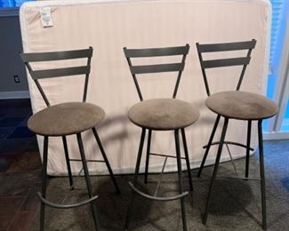 Metal and suede barstools bar height