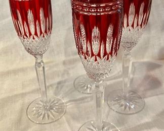 Waterford-Clarendon Ruby champagne flutes