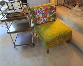 Groovy mid century chair and suitcase