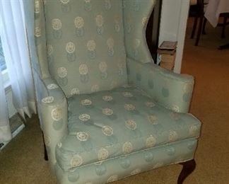 Pair of light teal/green wingback chairs super clean