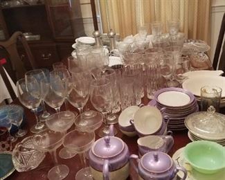 Great selection of crystal and etched glasses