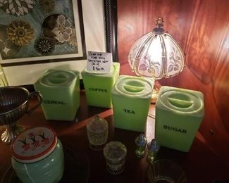 Vintage 4pc Jadeite canister set by Fire King