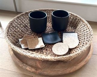 Be Home Raw Mango Wood Round Tray  Other Home Decor