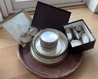 French Metal Patisserie Molds Wood Tray