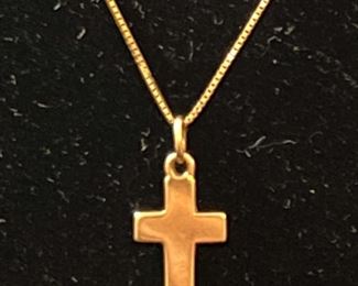 14k Gold Necklace Cross