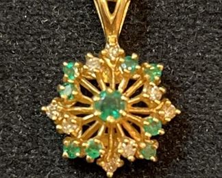 14k Gold, Diamond Emerald