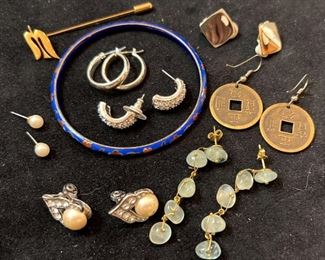 Assorted Costume Earrings, Bracelet  Pin