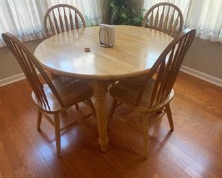 Wood Table, Leaf and Chairs