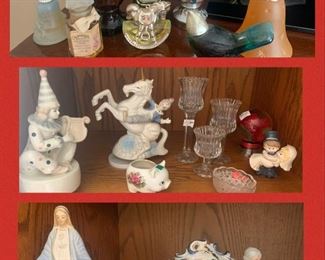 Avon Perfume/Cologne Bottles, Clown Music , Ceramic Mary Vase. Linden Clock and more