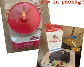 NEW in Package Sony Walkman/Disc Player, Canon Selphy Printer and Paper