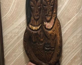 Wood carved wall art