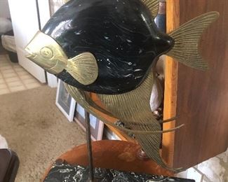 Frederick Cooper brass and wood angelfish