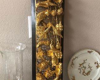 Chinese gilded wood wall hanging