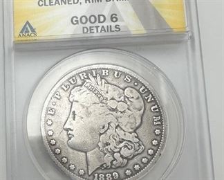 1889-CC US Morgan Silver Dollar ANACS G6 Details
