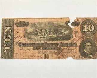 1864 Confederate Ten Dollar Note