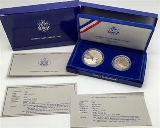 1986 Proof Liberty Silver Dollar and Half Coin Set