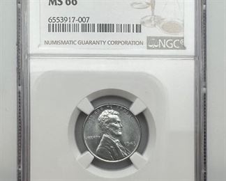 1943 Steel Lincoln Cent NGC MS66