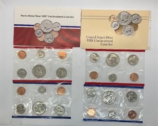 1987 and 1988 U. S. Mint Uncirculated Sets