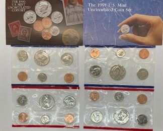 1990 and 1991 U. S. Mint Uncirculated Sets