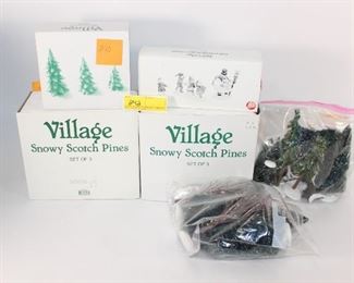 6pc Department 56 Snow Village Trees & Other