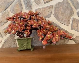 #11	Jade  Bonsai  Tree w/Japanese Orienal Flower Blossoms- 15Tx24 	 $225.00 
