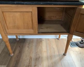 #13	Washstand w/Detachable tile/wood Backsplash 2/1 door - 36x19x29.5 - Backsplash - 16x33.5 - w/inside storage	 $75.00 
