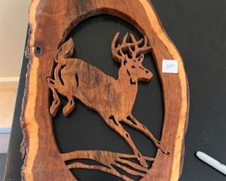 #51	Hanging Carved Wood Deer - 18" Tall	 $30.00 
